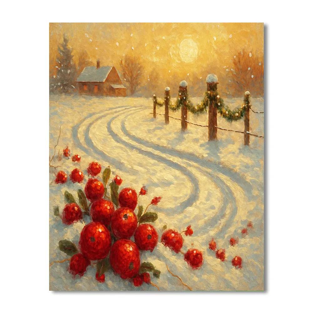 Sleigh Tracks Through The Cranberry Field paint by color