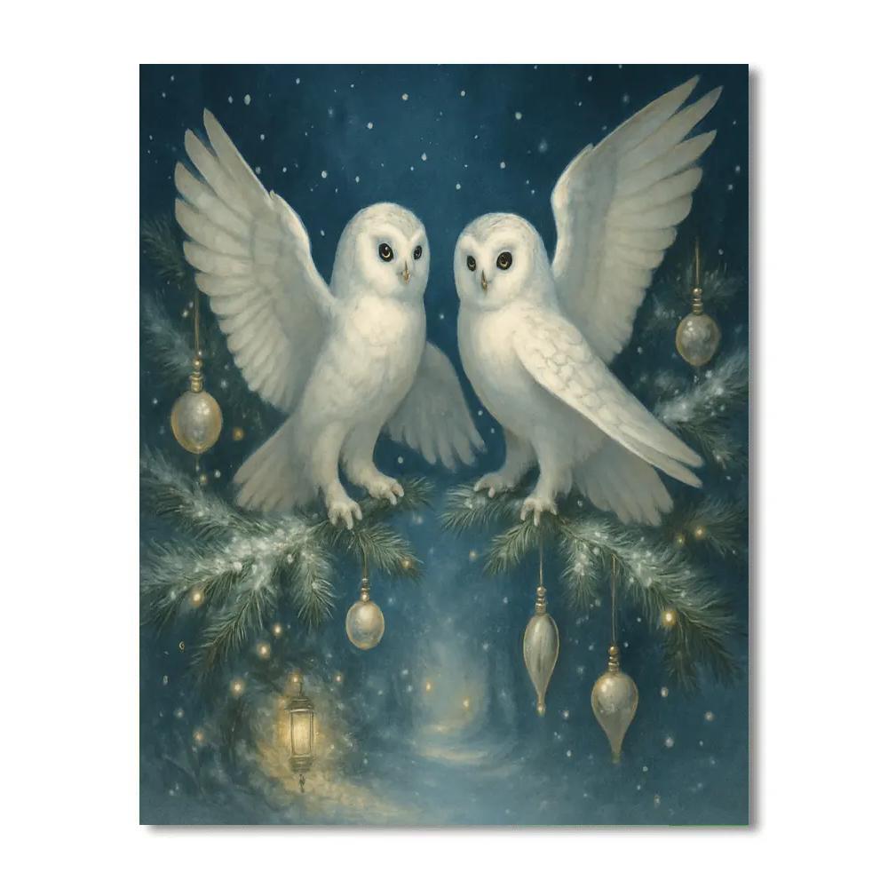 Winter Ballroom Of Snowy Owls Paint by numbers art