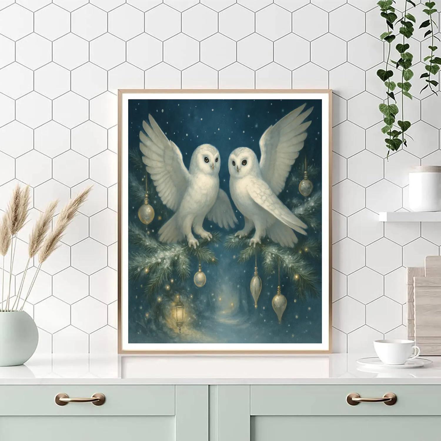 Winter Ballroom Of Snowy Owls Paint by numbers art