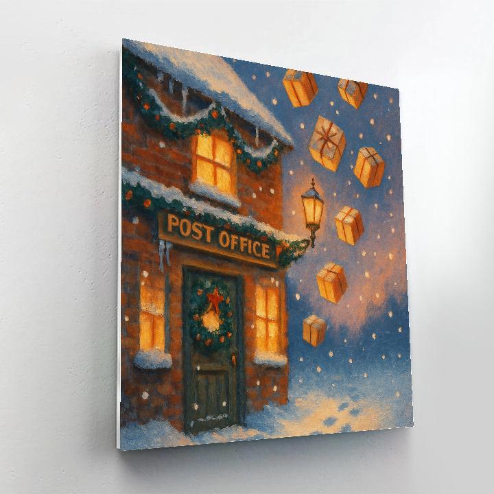 Frosted Post Office With Flying Parcels paint by number