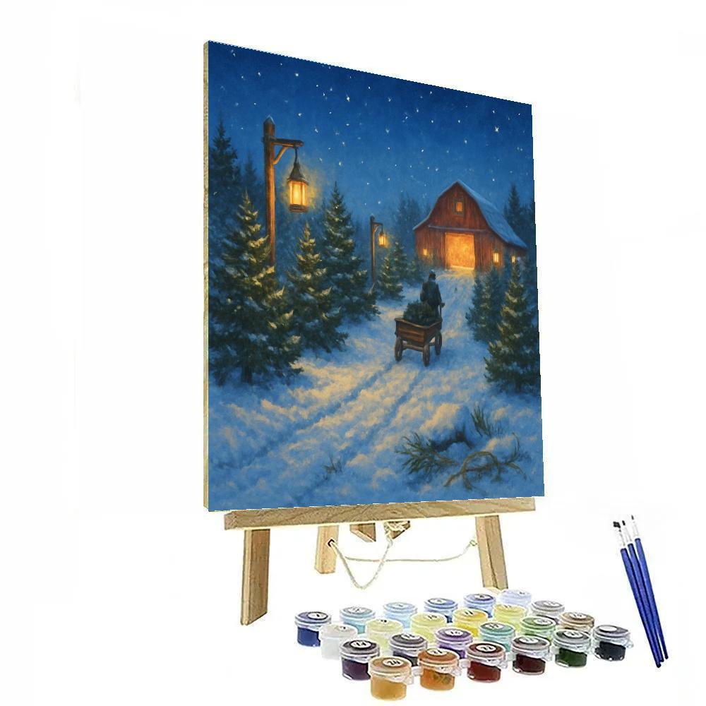 The Christmas Tree Farm At Blue Hour Paint by numbers art