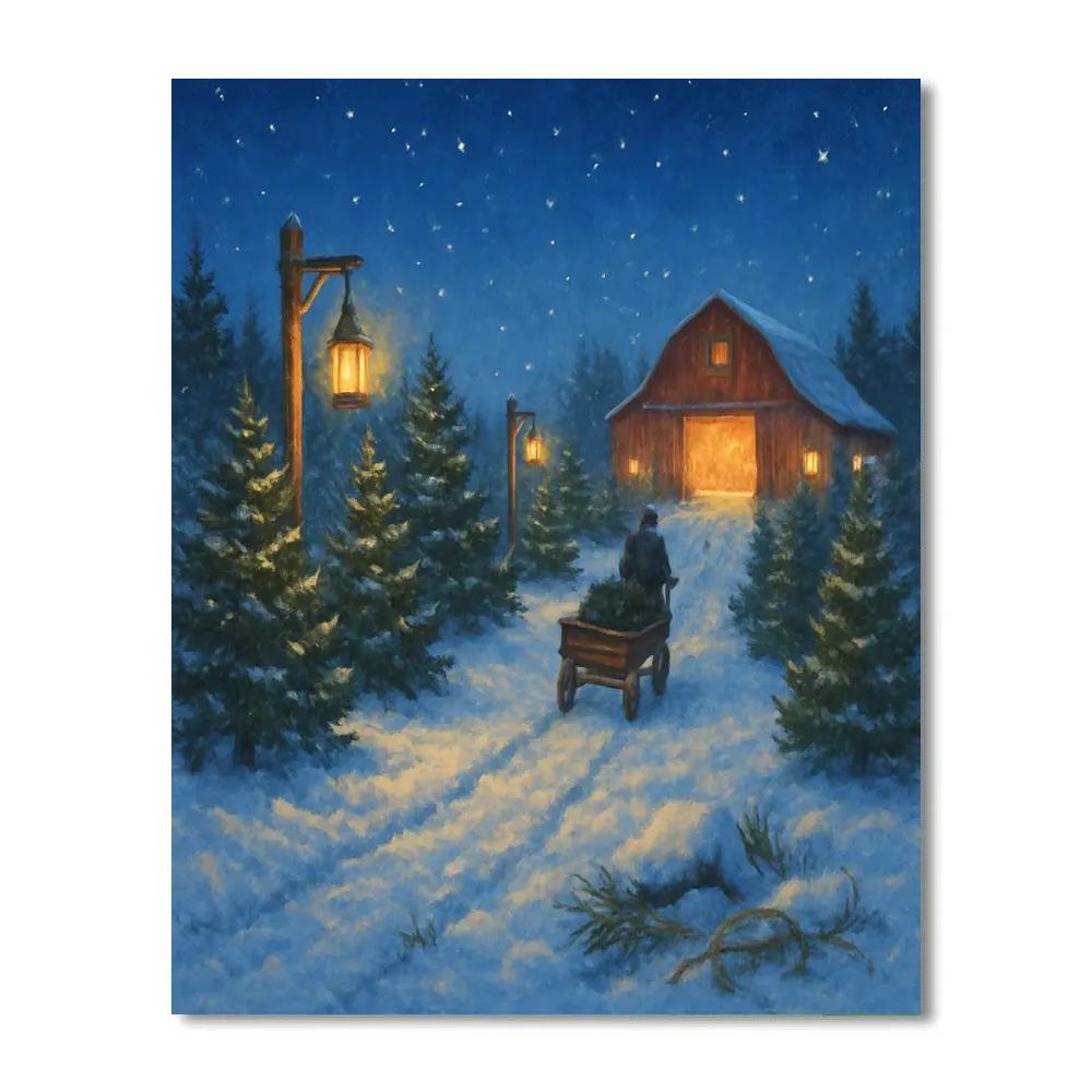 The Christmas Tree Farm At Blue Hour Paint by numbers art