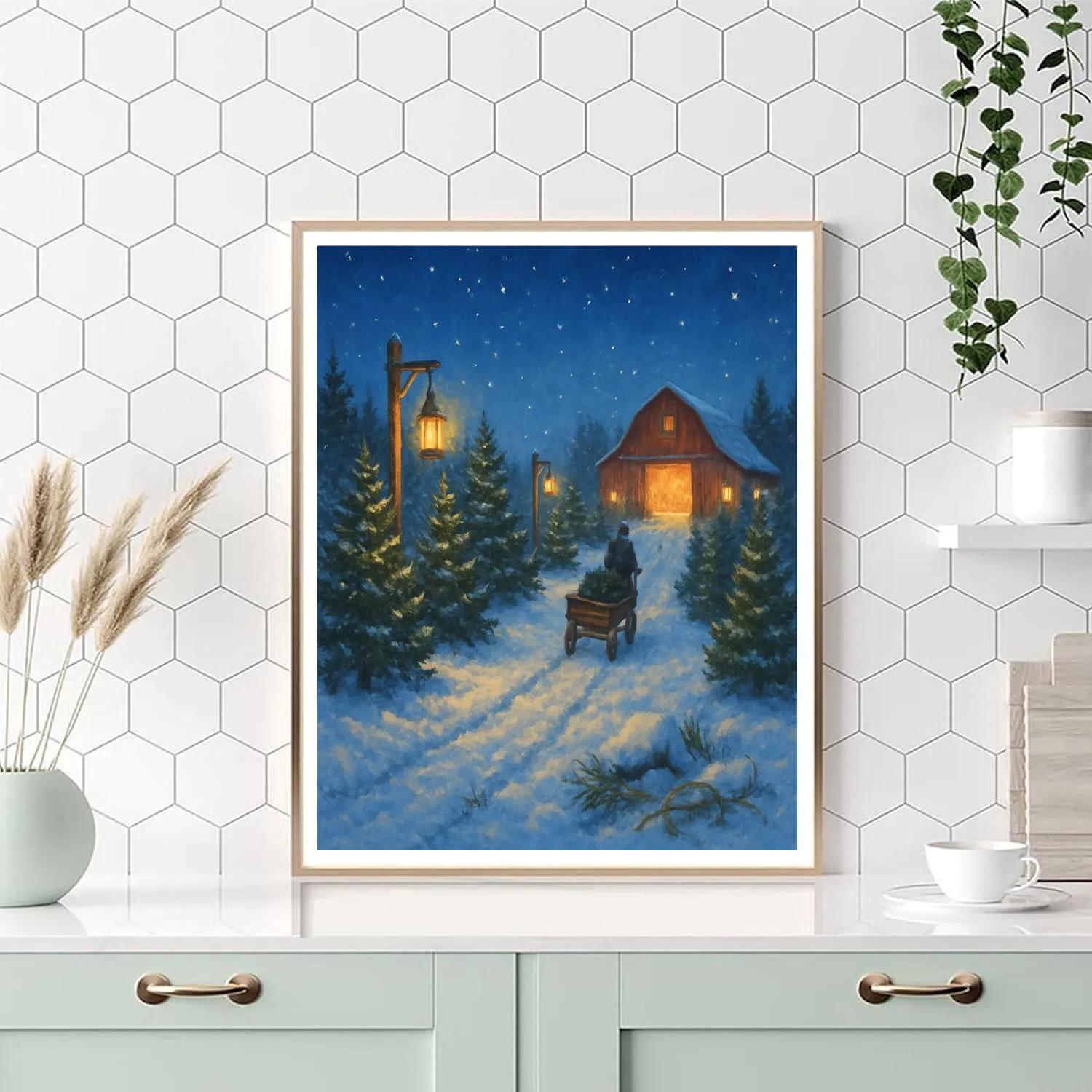 The Christmas Tree Farm At Blue Hour Paint by numbers art