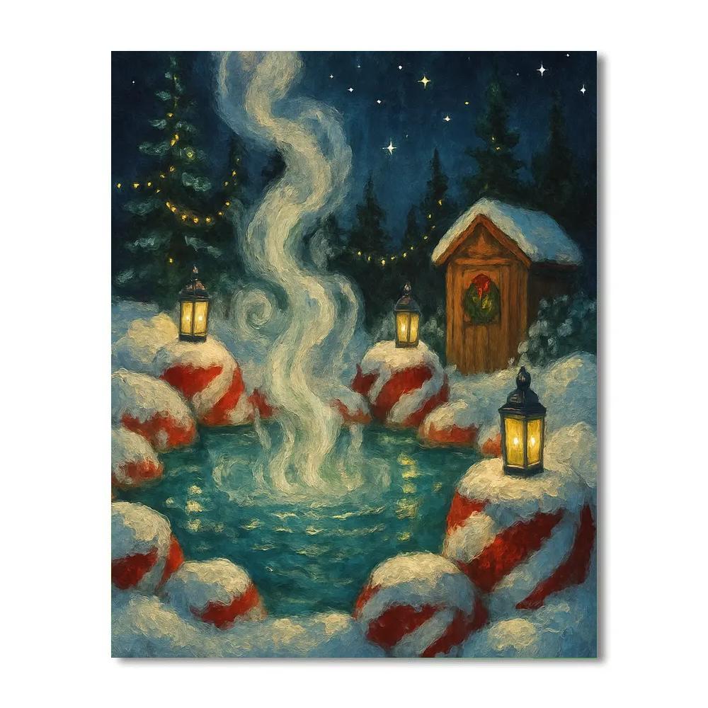 Peppermint Hot Springs In The Snow Number painting