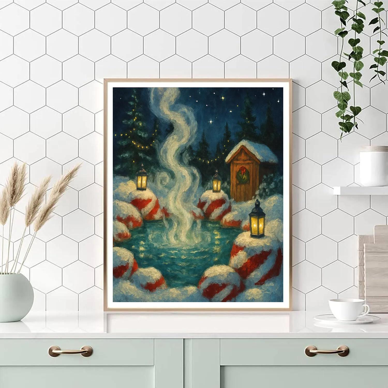 Peppermint Hot Springs In The Snow Number painting