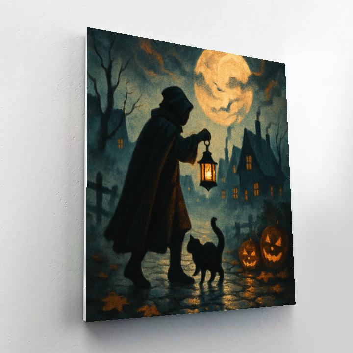 Lanterns Along The Whispering Cobblestone Number painting