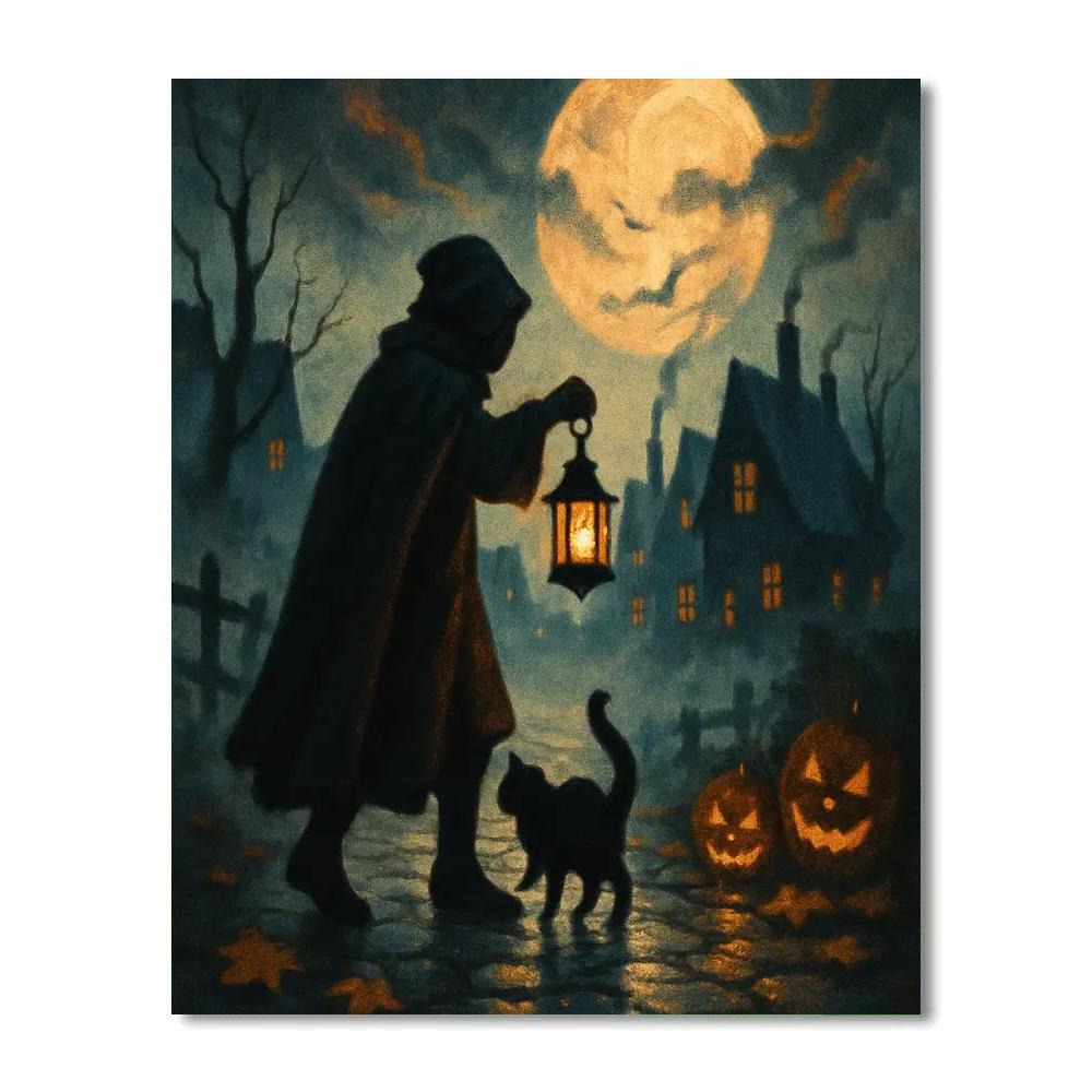 Lanterns Along The Whispering Cobblestone Number painting
