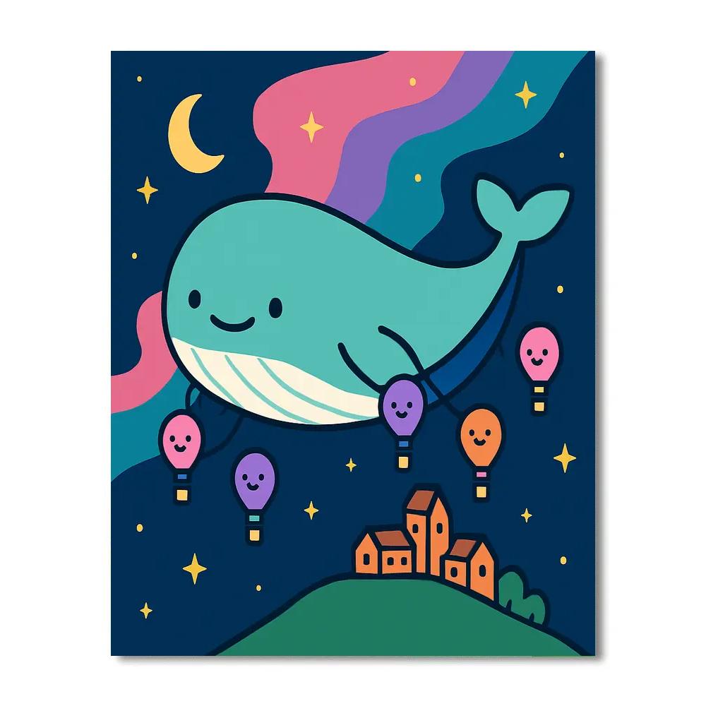 Rainbow Nebula Sky Whale Parade Number painting
