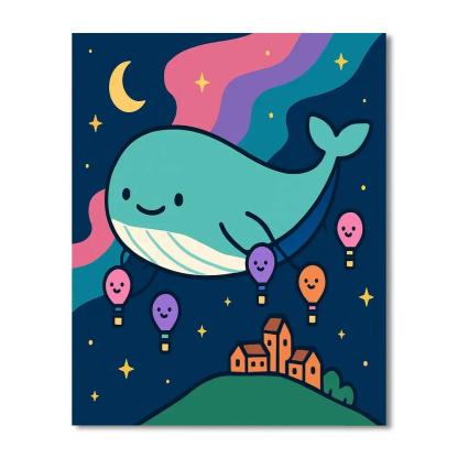 Rainbow Nebula Sky Whale Parade Number painting