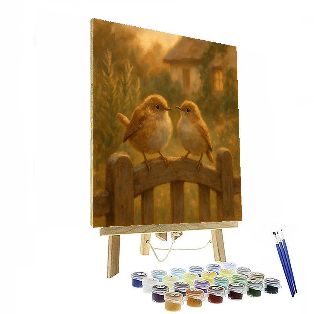 Lantern Light Wrens At The Garden Gate Paint by numbers art