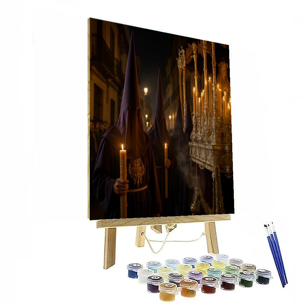 Semana Santa Nazarenos Seville Night Procession Paint by numbers art