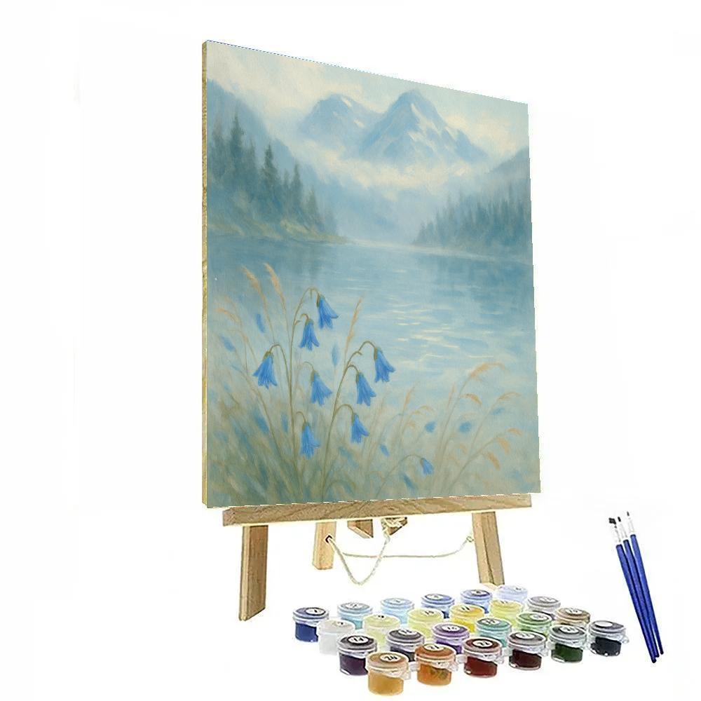 Alpine Mist And Bellflowers At Shoreline Numbered painting kits