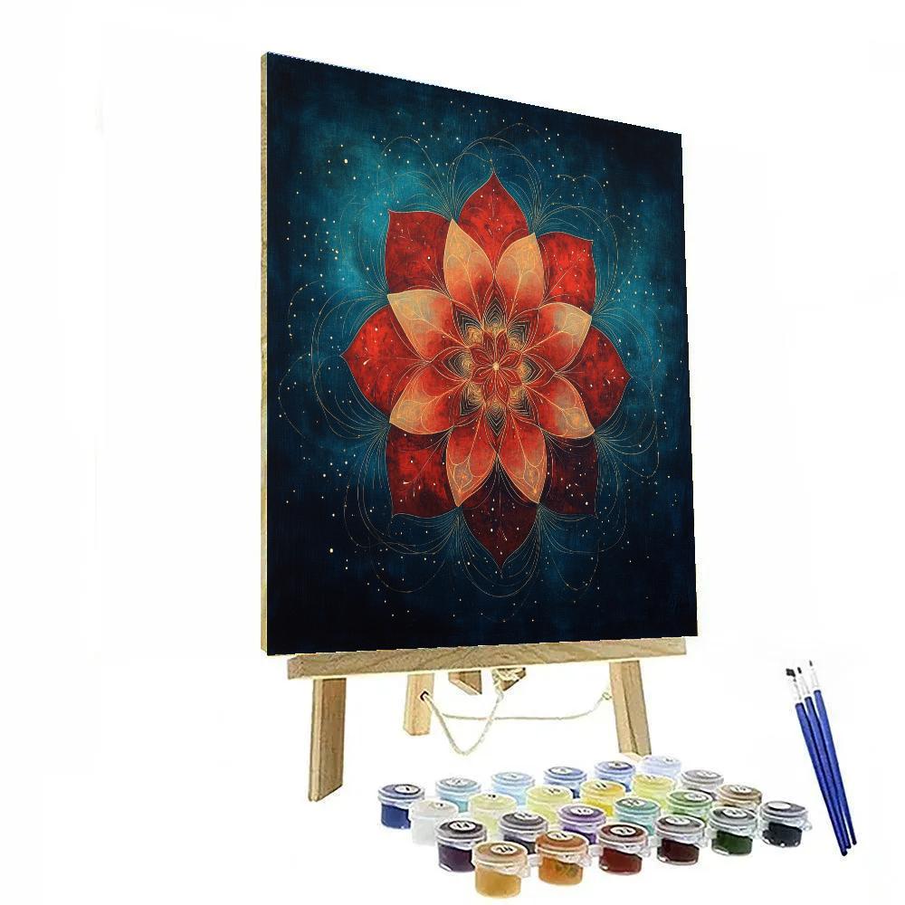 Nandalal Bose Inspired Cosmic Lotus Of Silent Nebulae paint by numbers