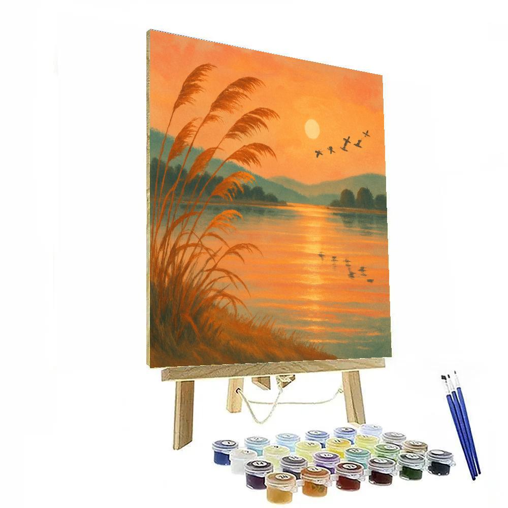 Golden Reed Chorus At Sunset Shore paint by number