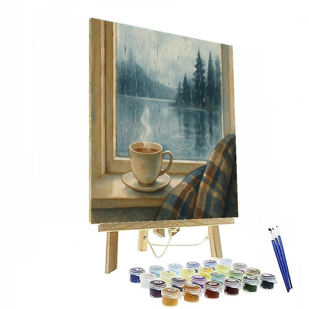 Rainy Day Tea By The Lakeside Window DIY paint by numbers