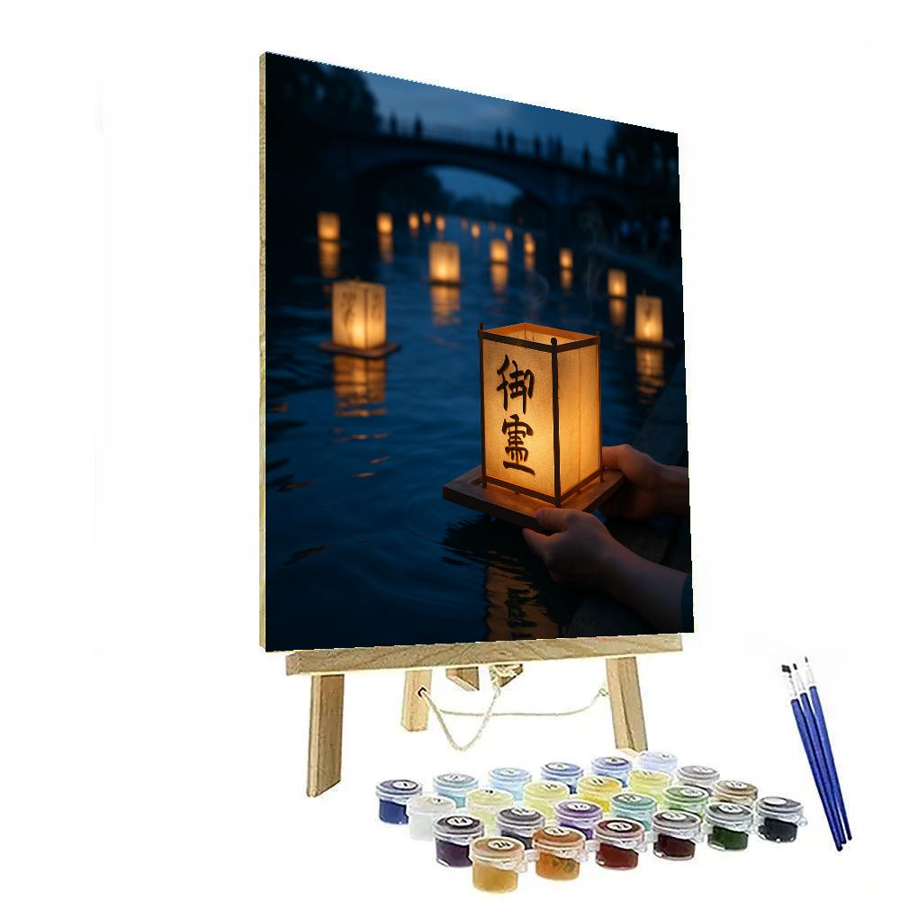 Obon Lantern Floating On The River Kyoto Paint by numbers kits