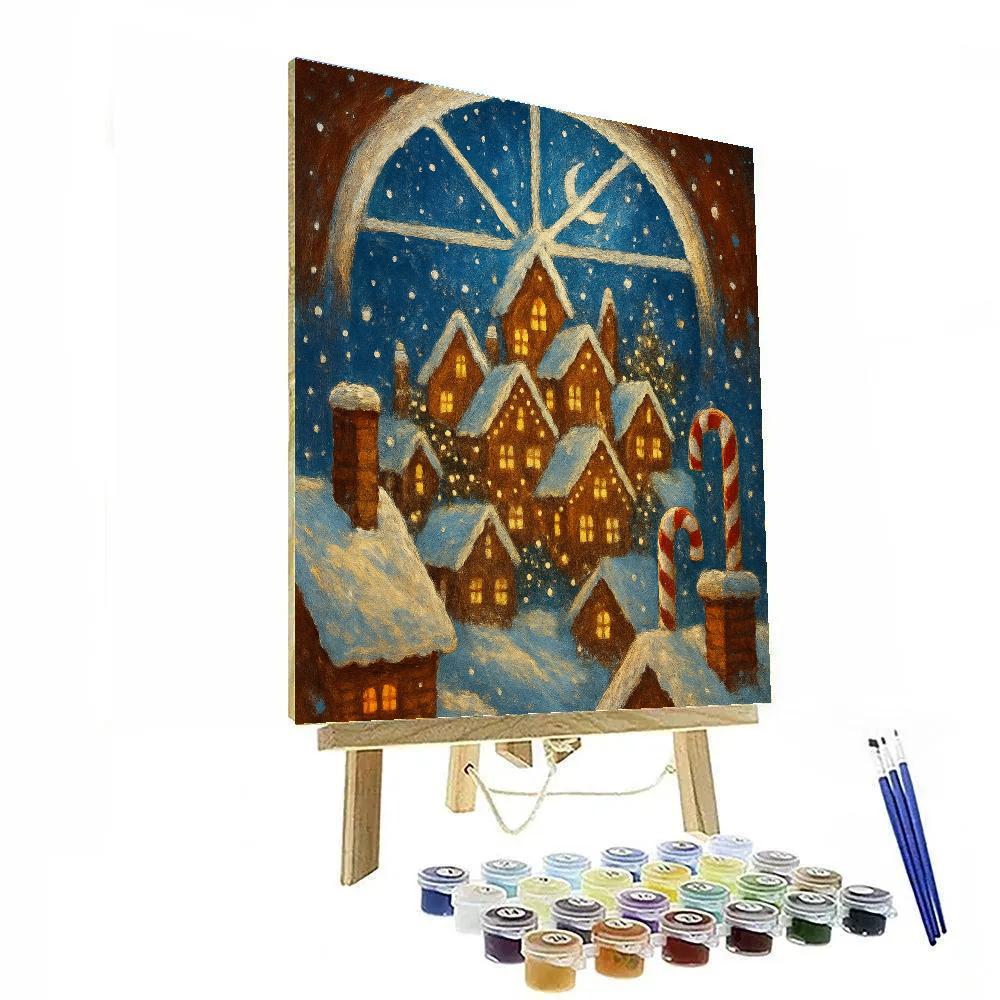 Gingerbread Skylight Village painting number kit