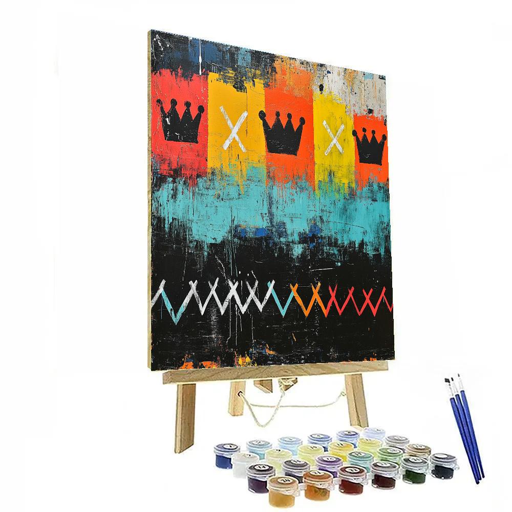 Jean-Michel Basquiat Inspired Gravity Wave Anthem In Indigo Fire Painting by numbers kit