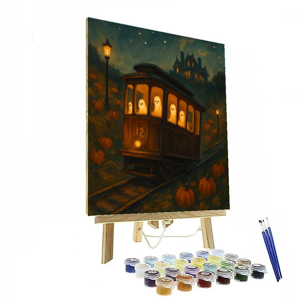 Autumn Tram To The Haunted Hill paint by numbers