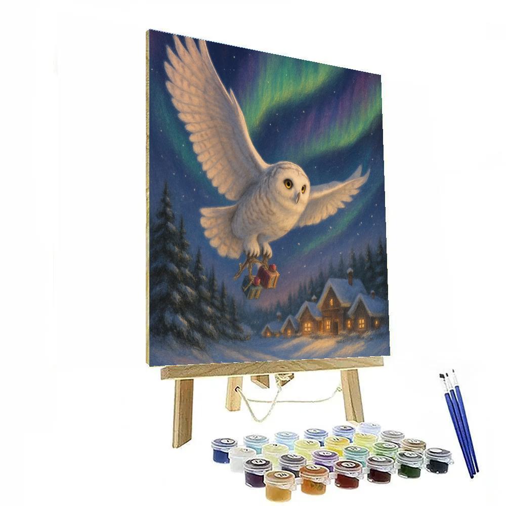 Northern Lights Owl Post paint by numbers