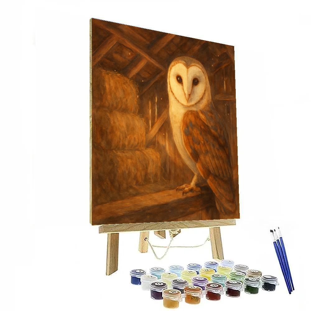 Barn Owl In The Amber Hayloft Quiet Number painting