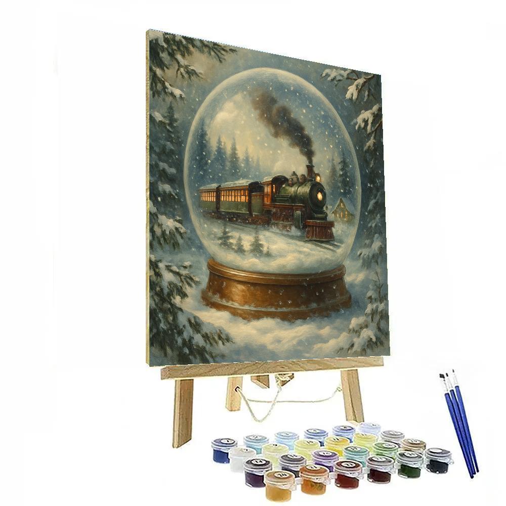 Snowglobe Train Journey paint by color