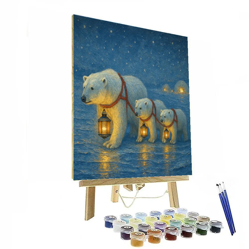 Polar Bear Lantern Procession painting number kit