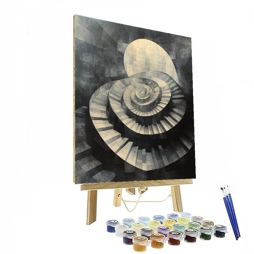 M.C. Escher Inspired Event Horizon Tessellation Spiral paint by numbers