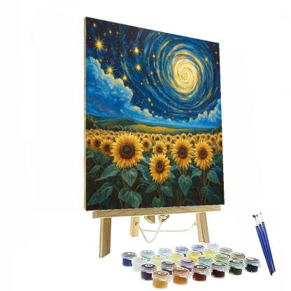 Van Gogh Inspired Cosmic Sunflower Field Numbered painting kits
