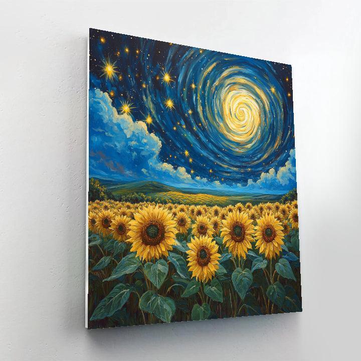 Van Gogh Inspired Cosmic Sunflower Field Numbered painting kits