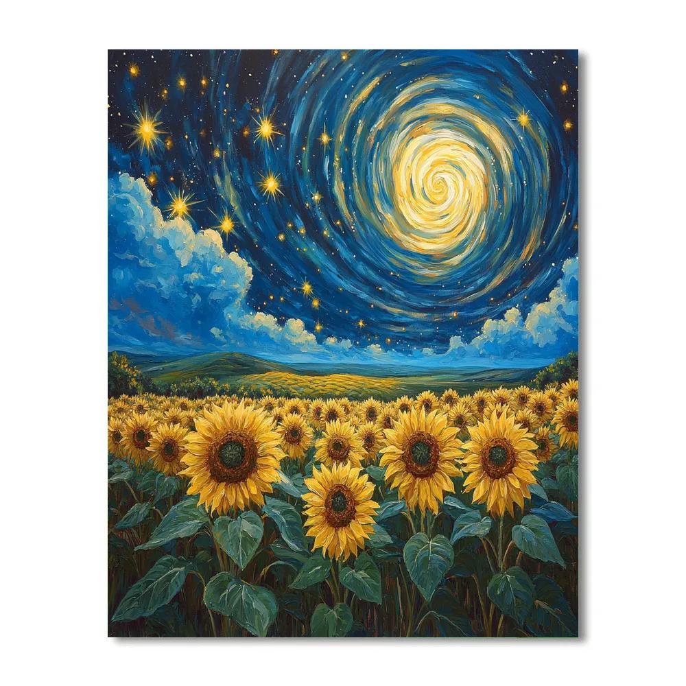 Van Gogh Inspired Cosmic Sunflower Field Numbered painting kits