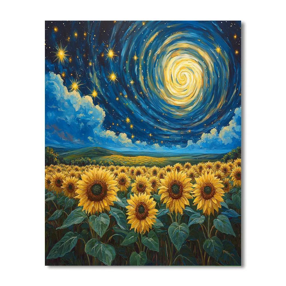 Van Gogh Inspired Cosmic Sunflower Field Numbered painting kits