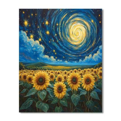 Van Gogh Inspired Cosmic Sunflower Field Numbered painting kits