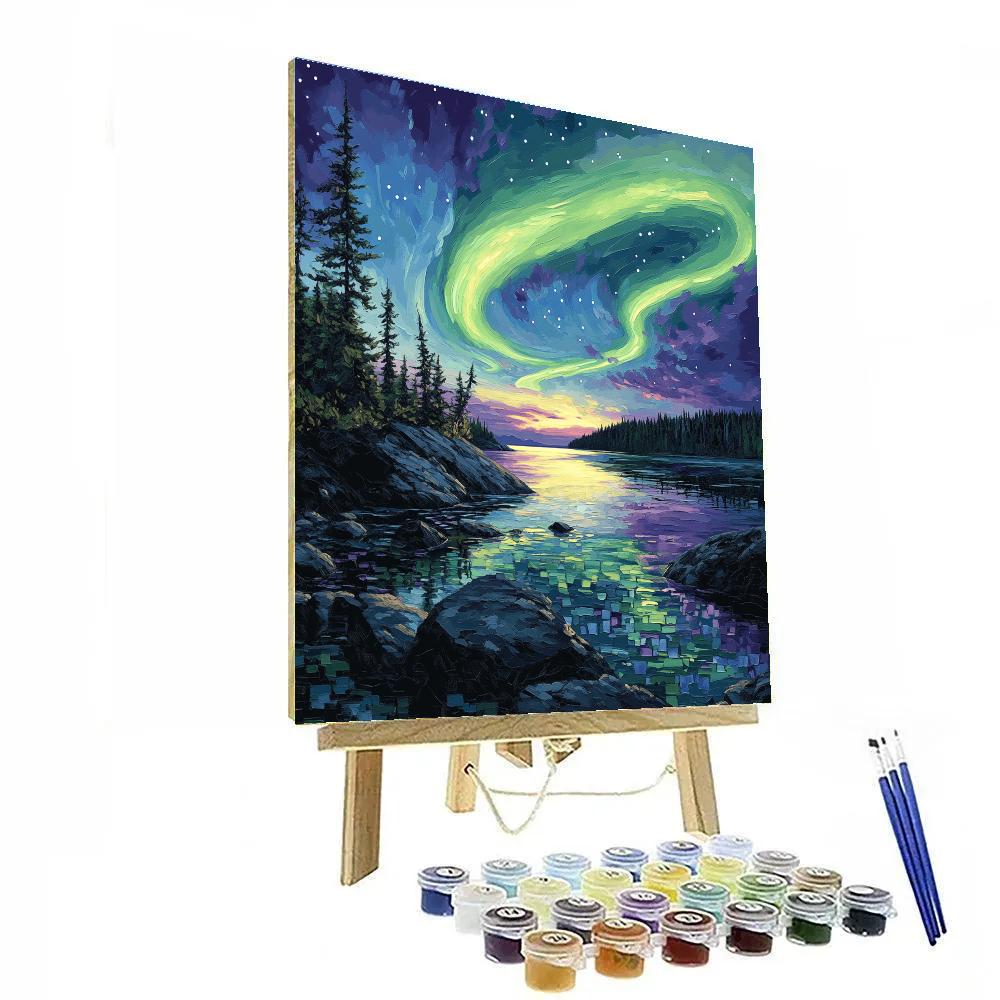 Frederick Varley Inspired Aurora Over Silent Granite Bay Number painting