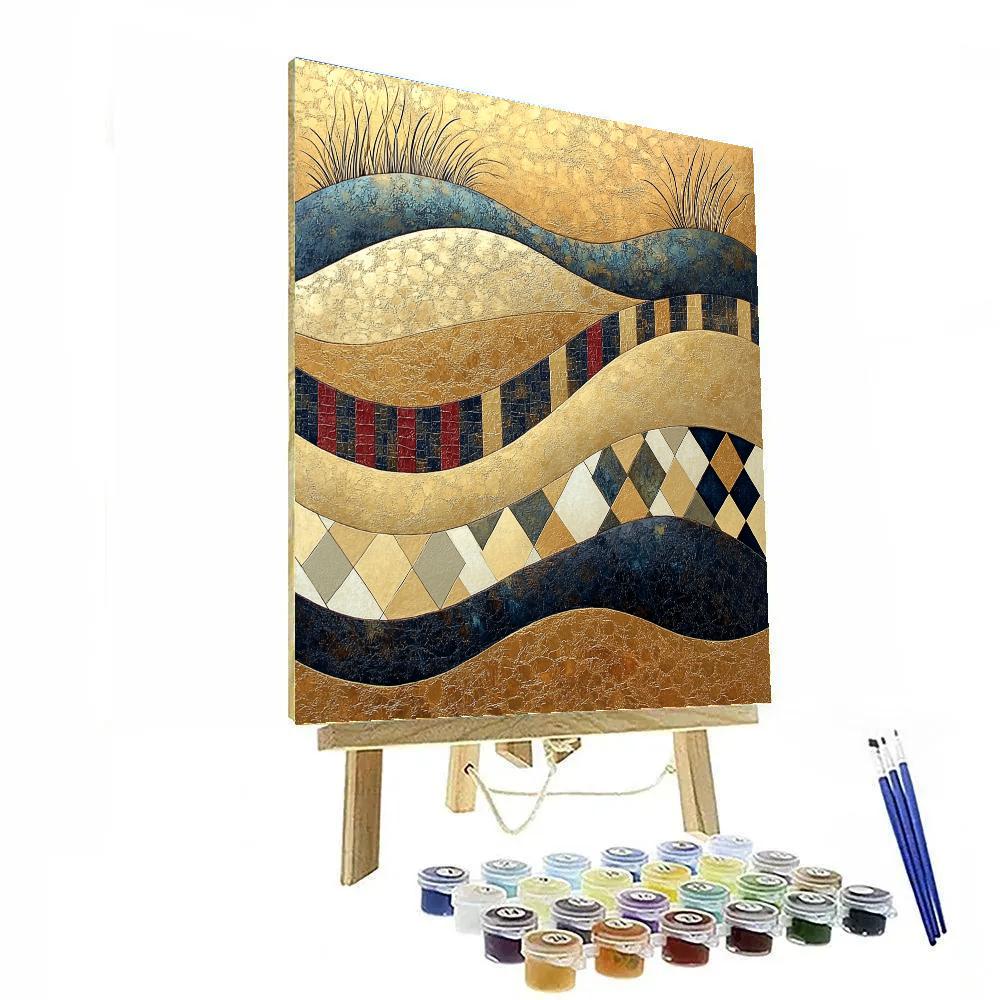 Gustav Klimt Inspired Golden Plateau Of Spiraling Winds paint by numbers
