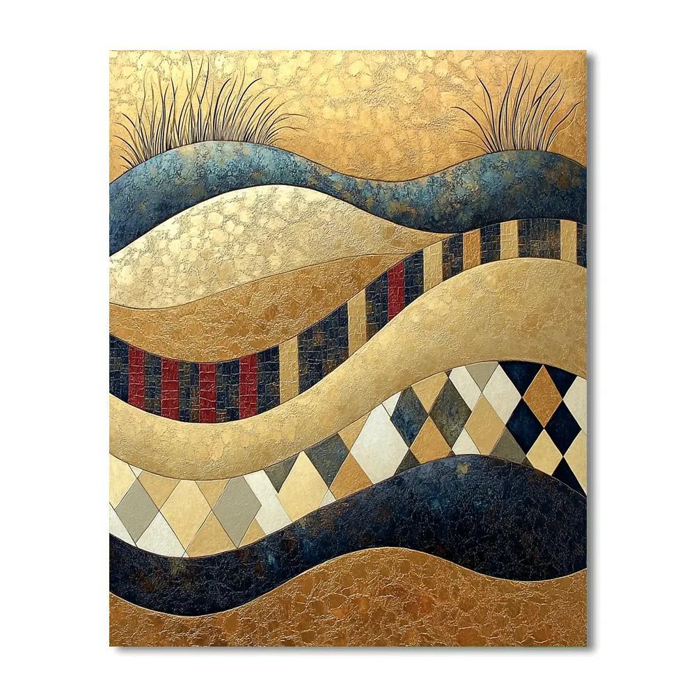 Gustav Klimt Inspired Golden Plateau Of Spiraling Winds paint by numbers