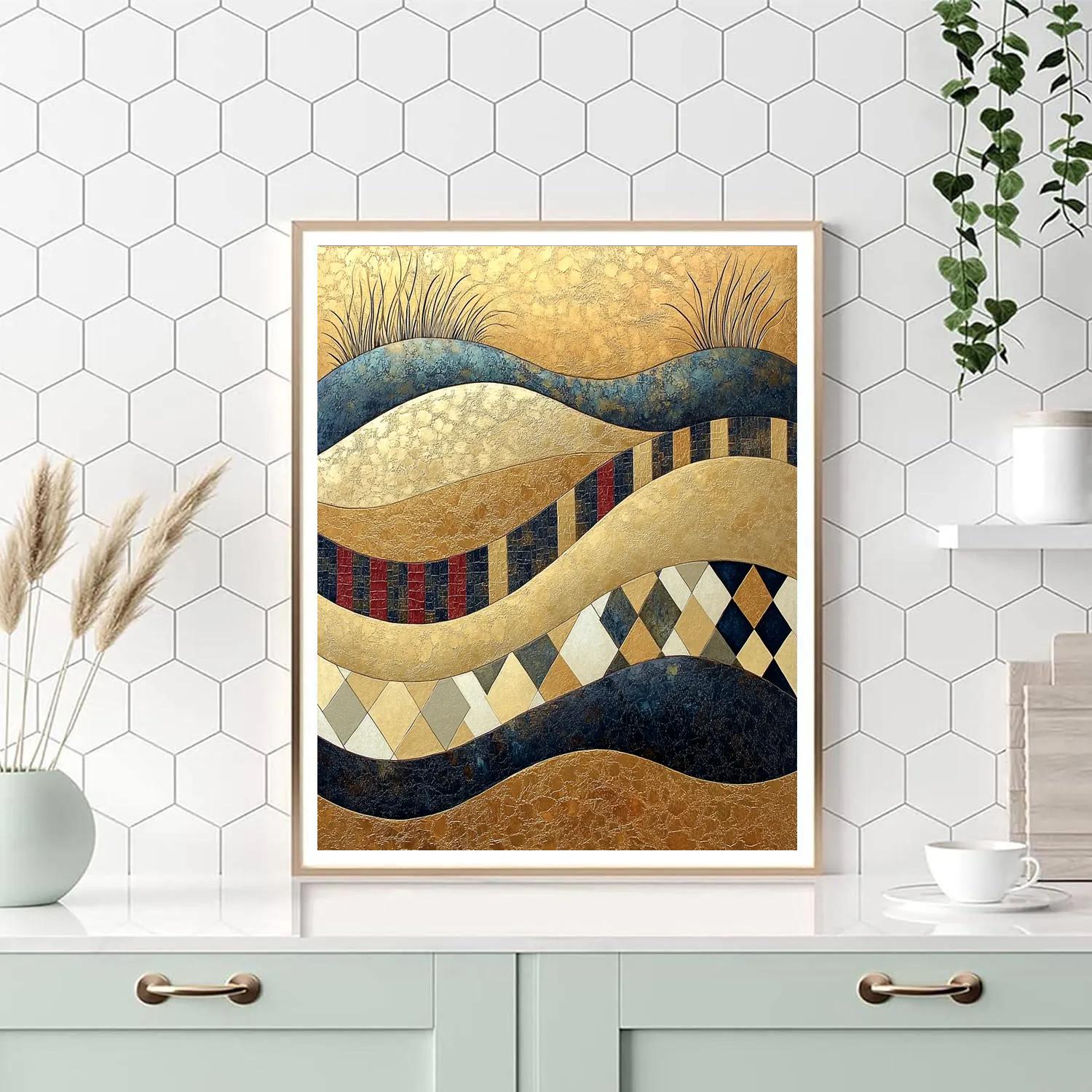 Gustav Klimt Inspired Golden Plateau Of Spiraling Winds paint by numbers