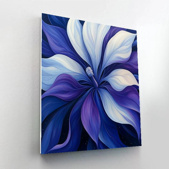 Georgia O’Keeffe Inspired Moonlit Datura Bloom In Indigo painting number kit