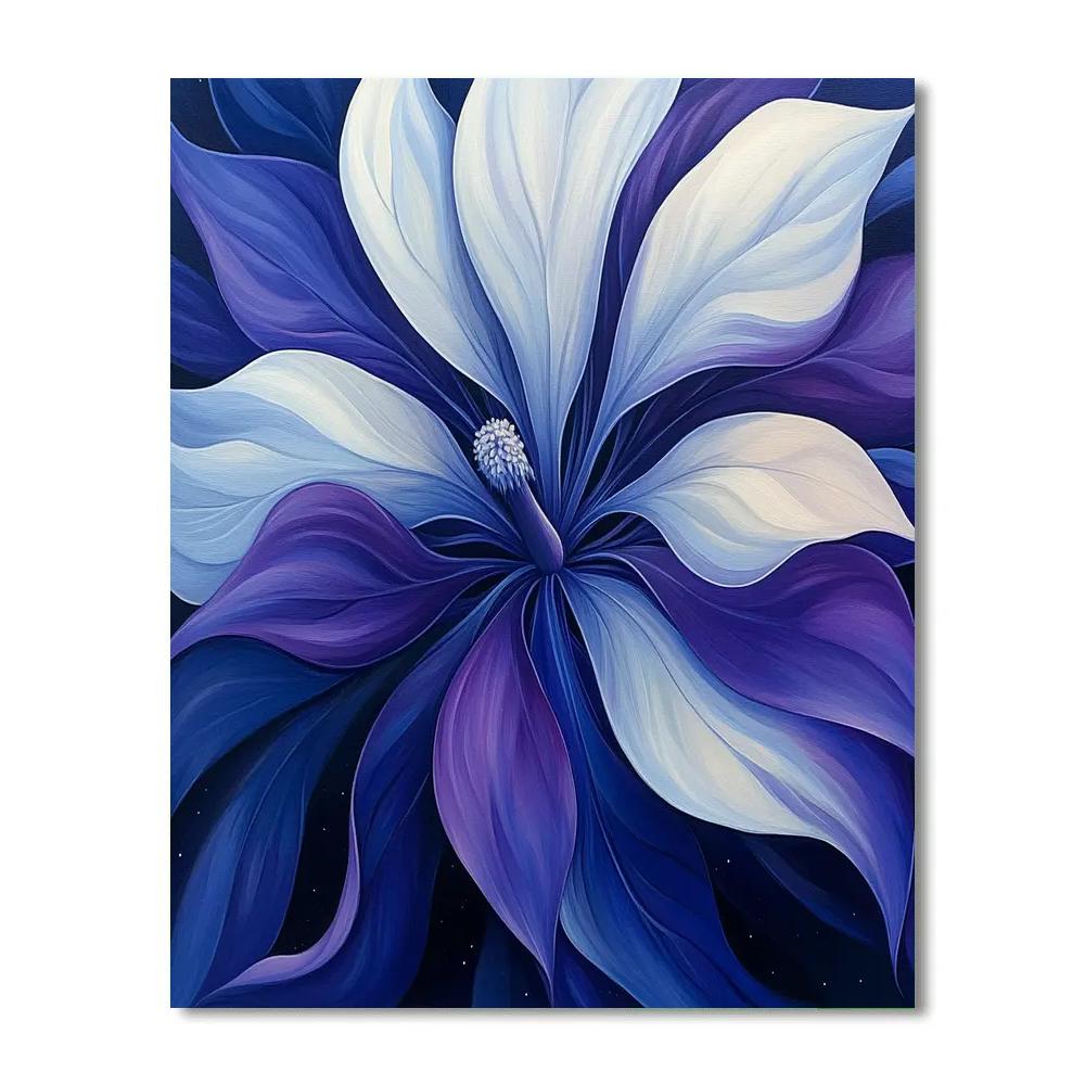 Georgia O’Keeffe Inspired Moonlit Datura Bloom In Indigo painting number kit