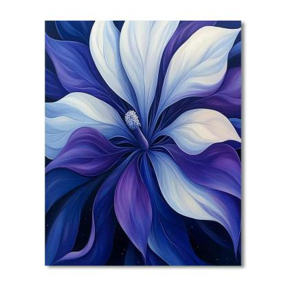 Georgia O’Keeffe Inspired Moonlit Datura Bloom In Indigo painting number kit