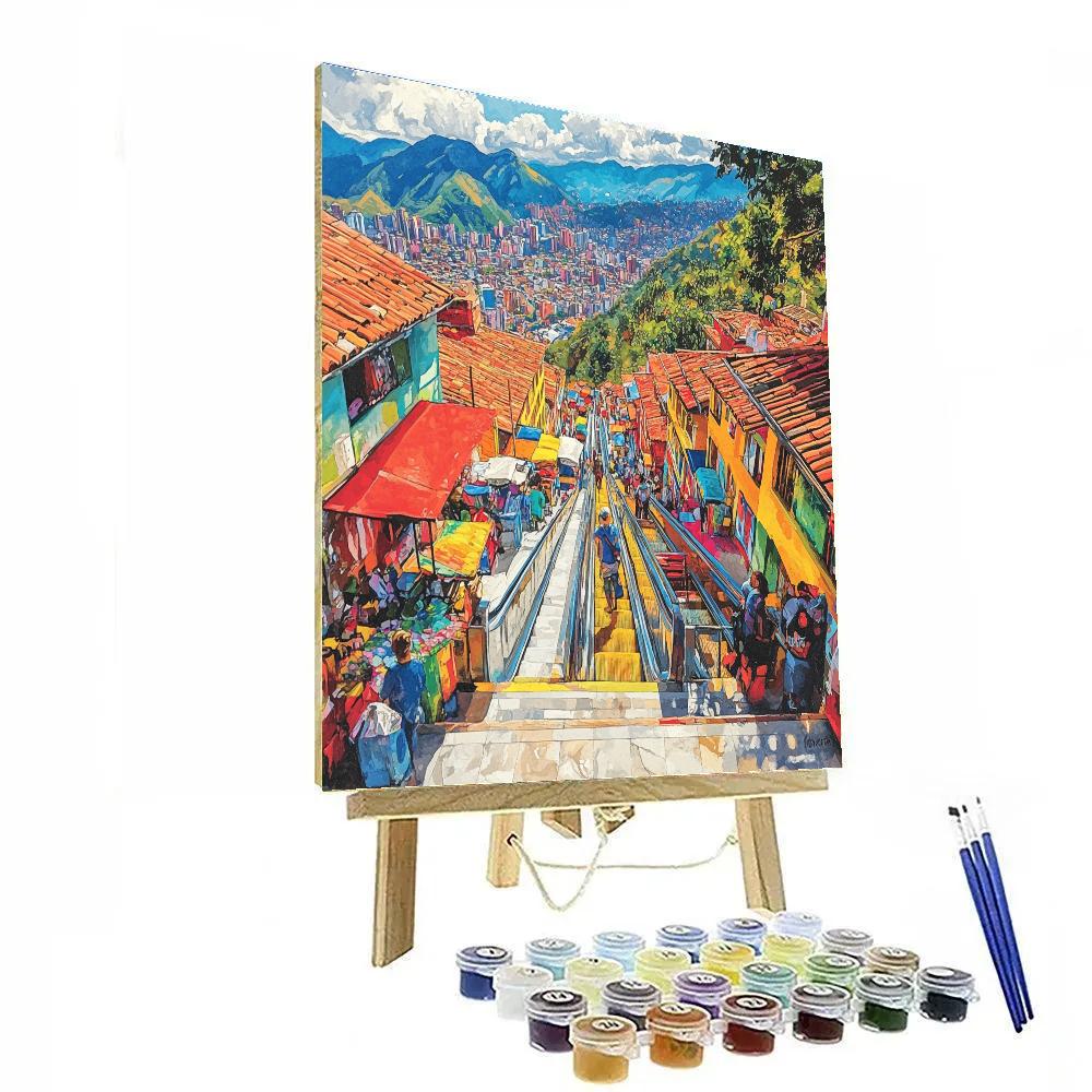 Comuna 13 Outdoor Escalators In Medellin Colombia Numbered painting kits