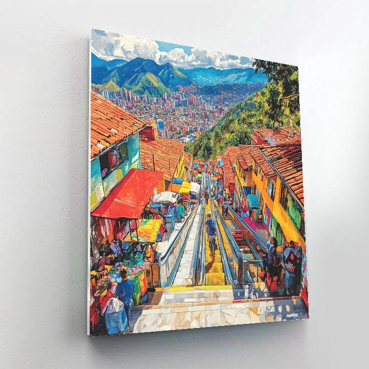 Comuna 13 Outdoor Escalators In Medellin Colombia Numbered painting kits