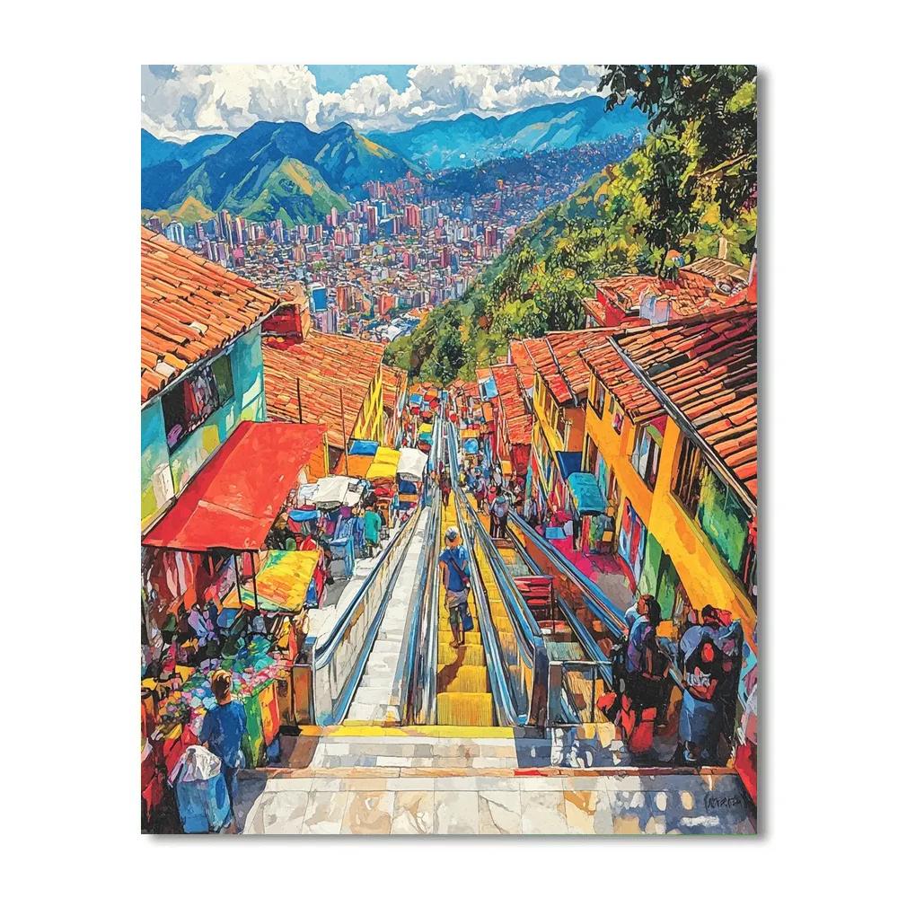 Comuna 13 Outdoor Escalators In Medellin Colombia Numbered painting kits