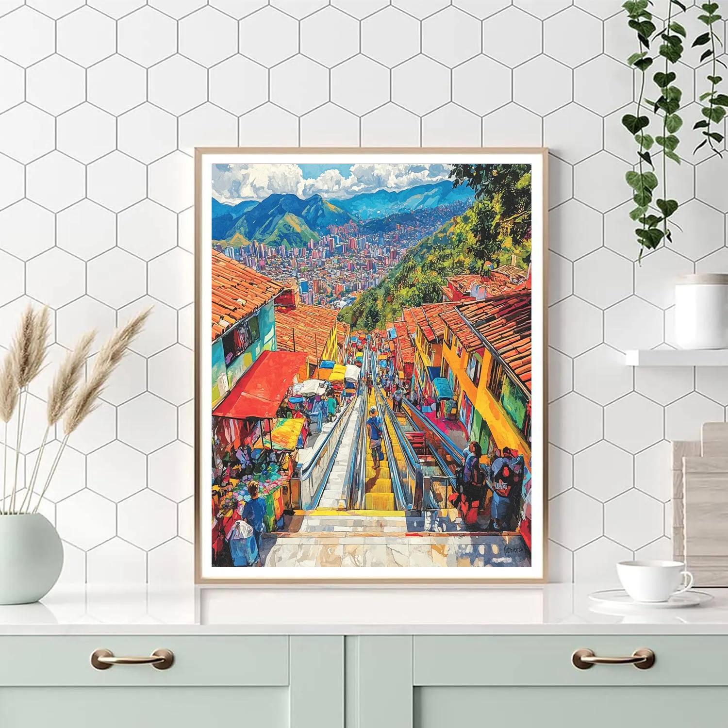 Comuna 13 Outdoor Escalators In Medellin Colombia Numbered painting kits