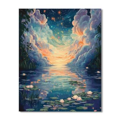 Monet Inspired Nebula Water Garden painting number kit