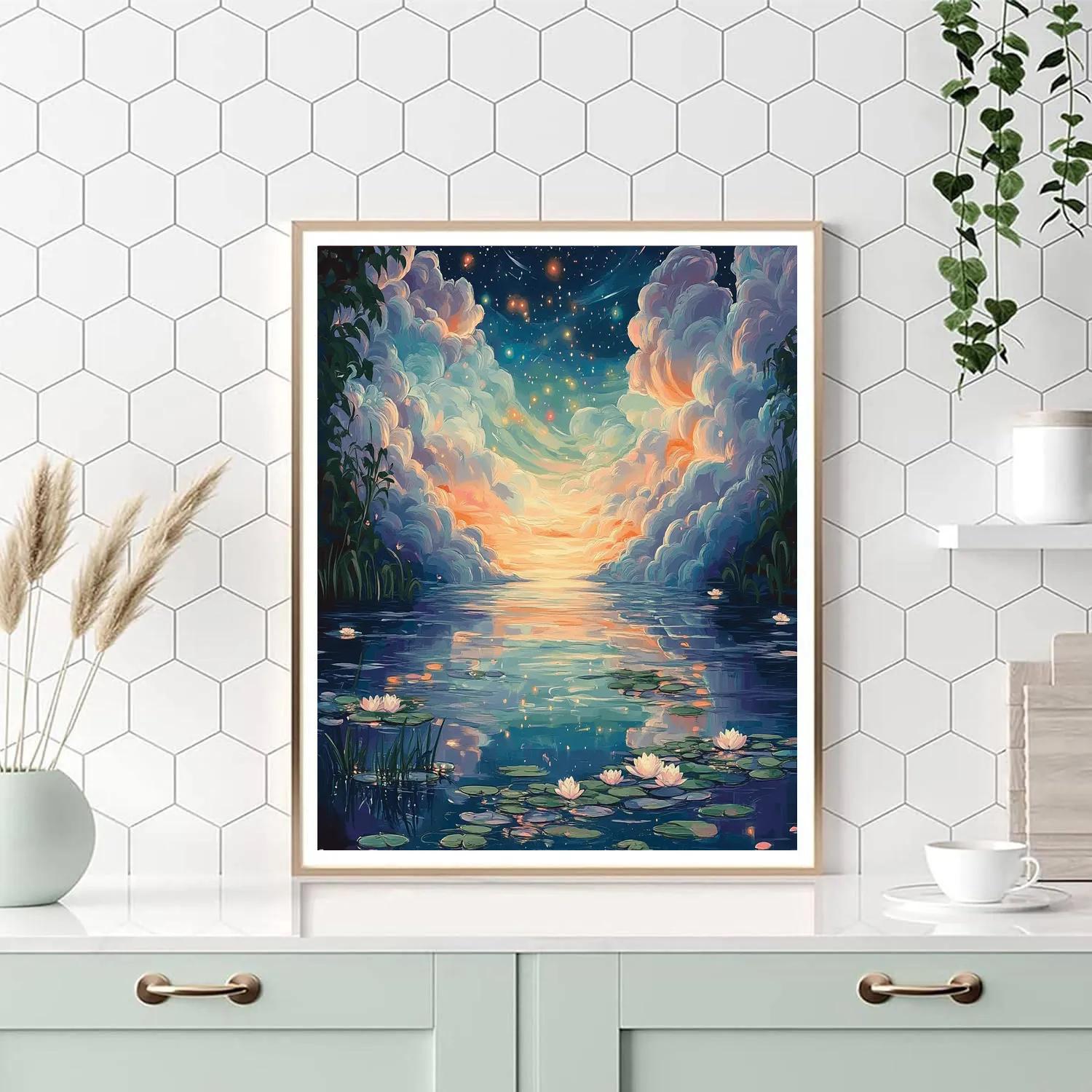 Monet Inspired Nebula Water Garden painting number kit