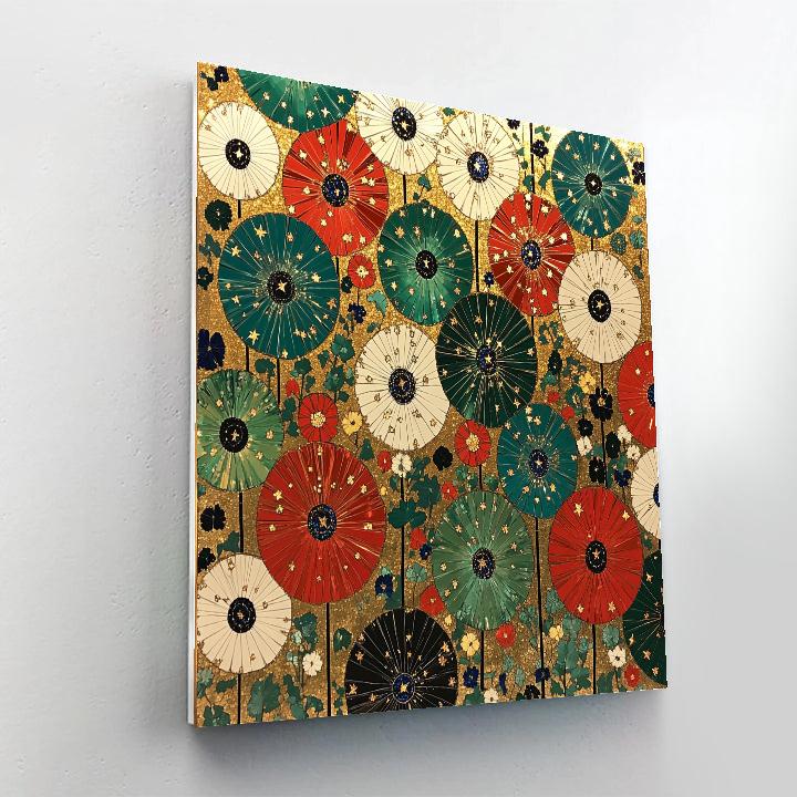 Gustav Klimt Inspired Constellation Meadow Tapestry paint by color