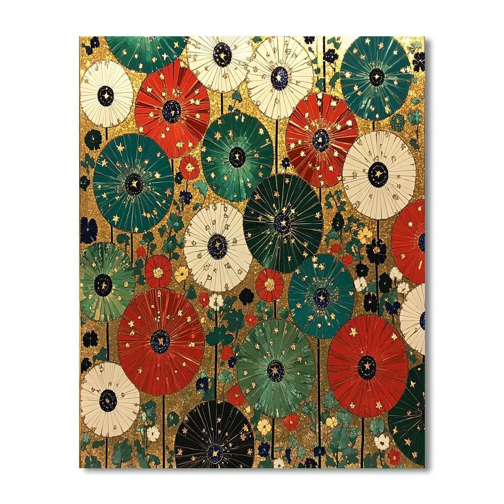 Gustav Klimt Inspired Constellation Meadow Tapestry paint by color