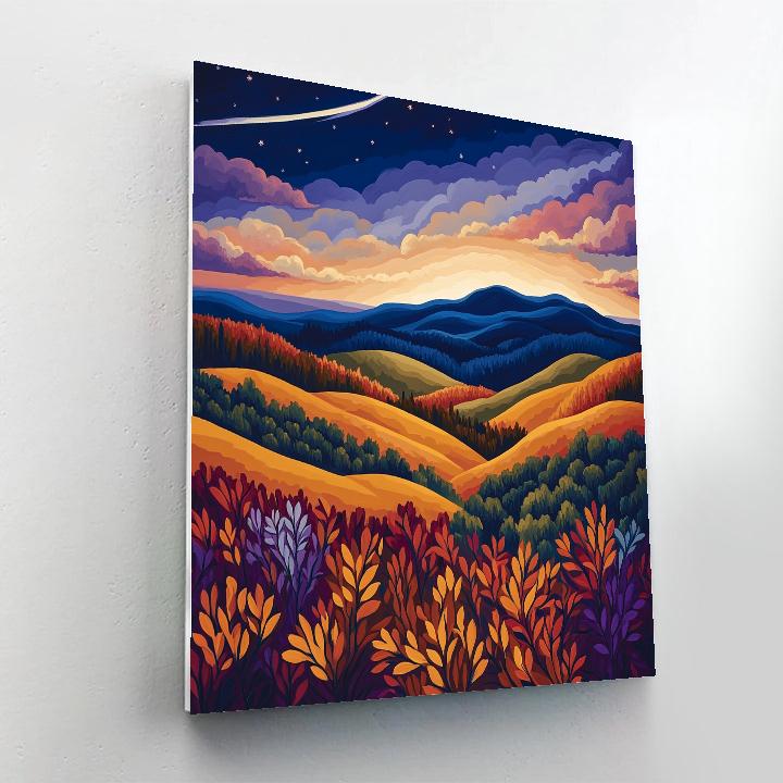 Frederick Varley Inspired Comet Dusk Above Ember Ridge DIY paint by numbers