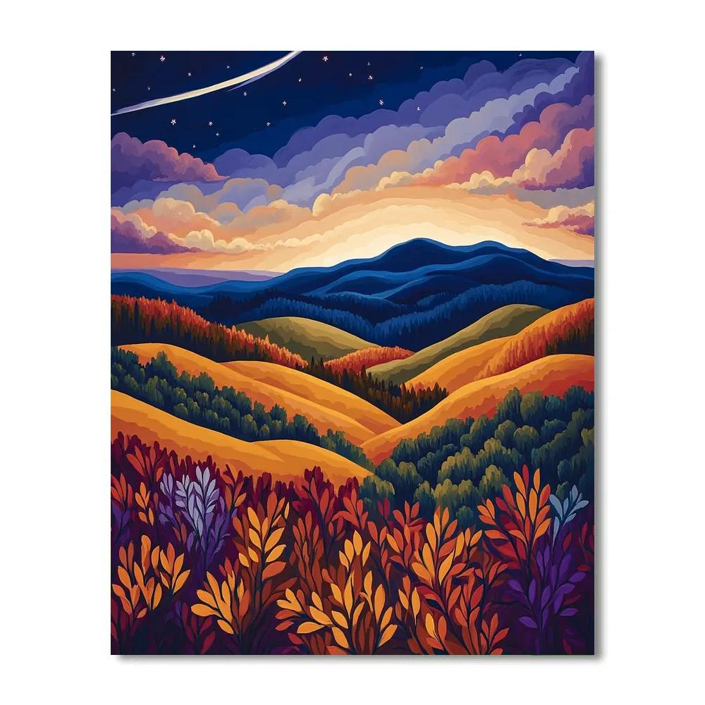 Frederick Varley Inspired Comet Dusk Above Ember Ridge DIY paint by numbers